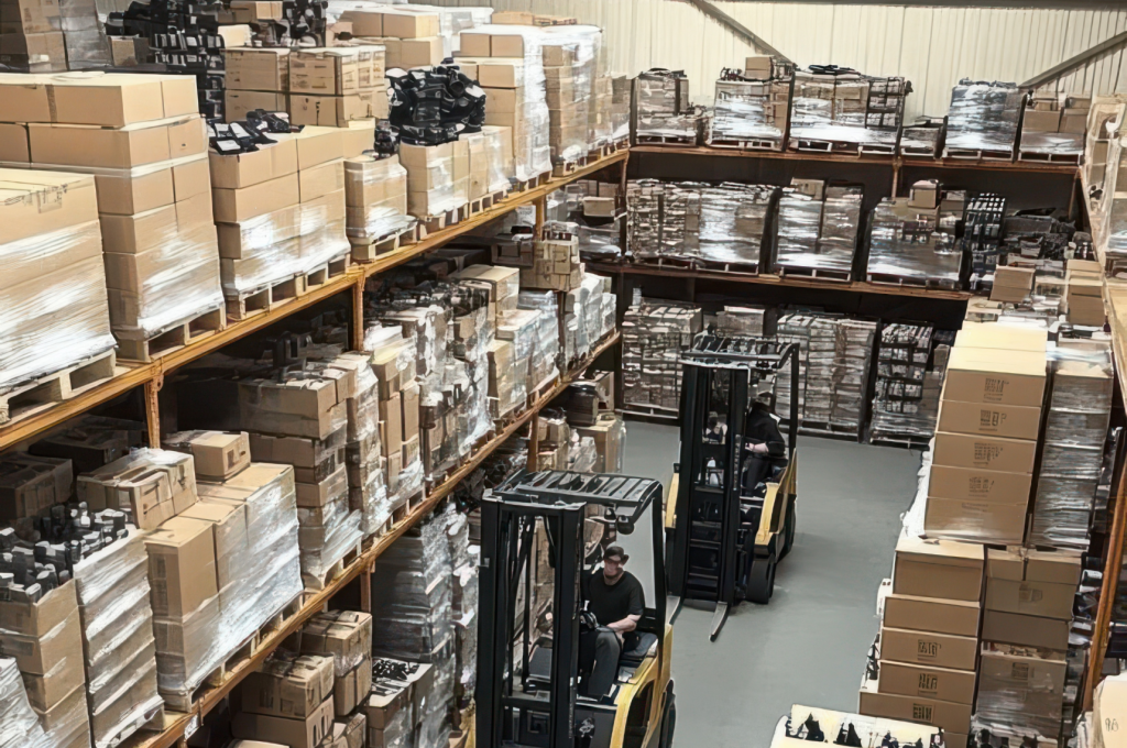 Entrepot d'un retailer avec un gros catalogue pour vendre en ligne sur son site e-commerce btoc