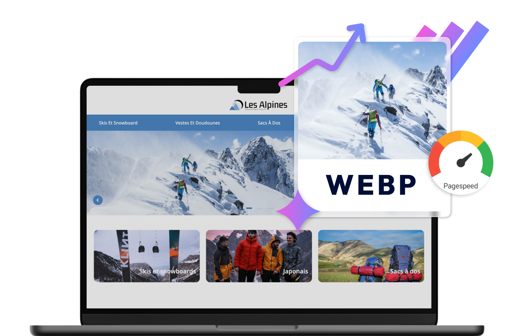 Site e-commerce ayant des images aux formats WebP pour un site fluide et un meilleure référencement e-commerce
