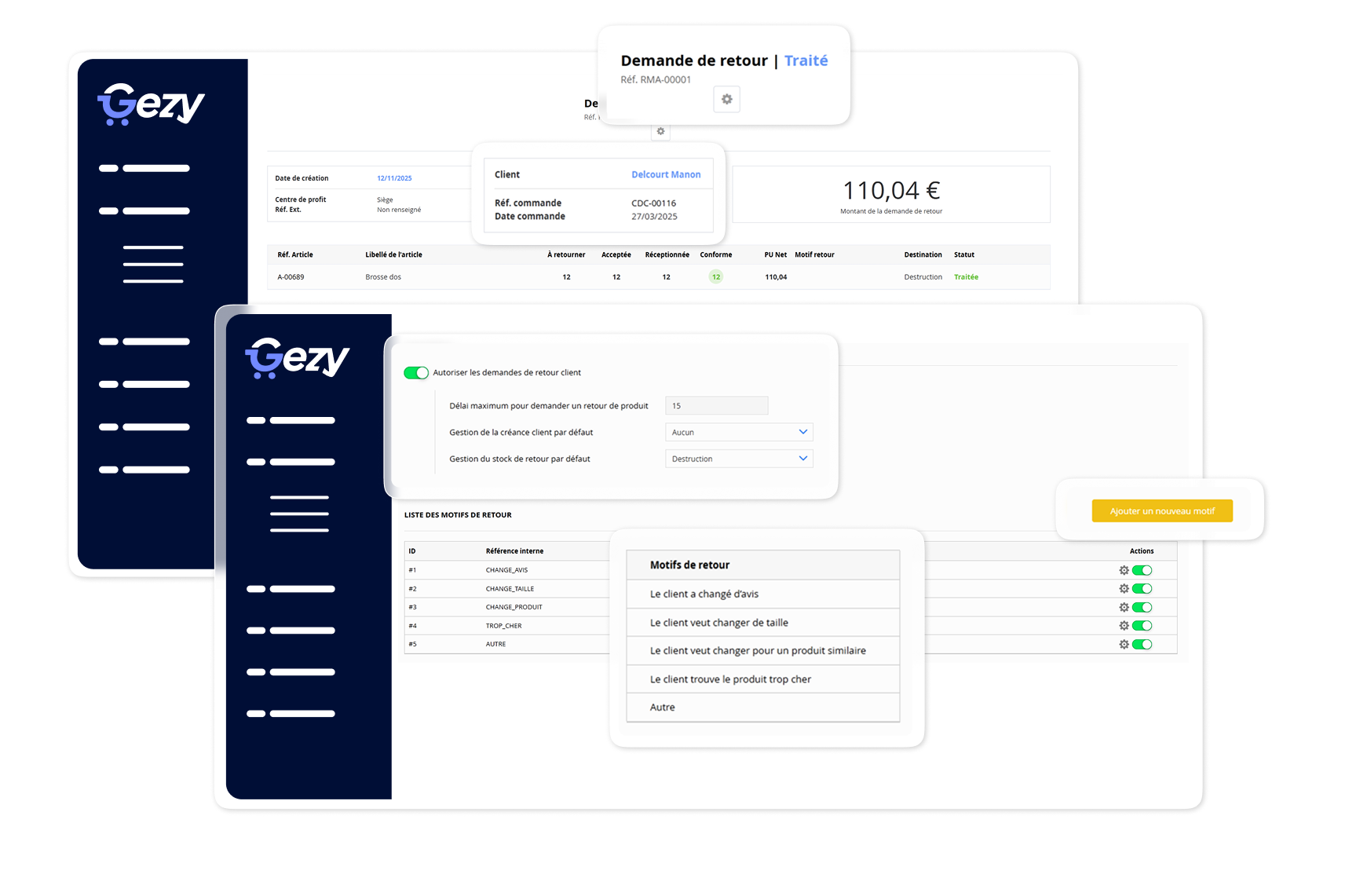 Dashboard sur la gestion des des retours produits dans le cadre d'un site e-commerce