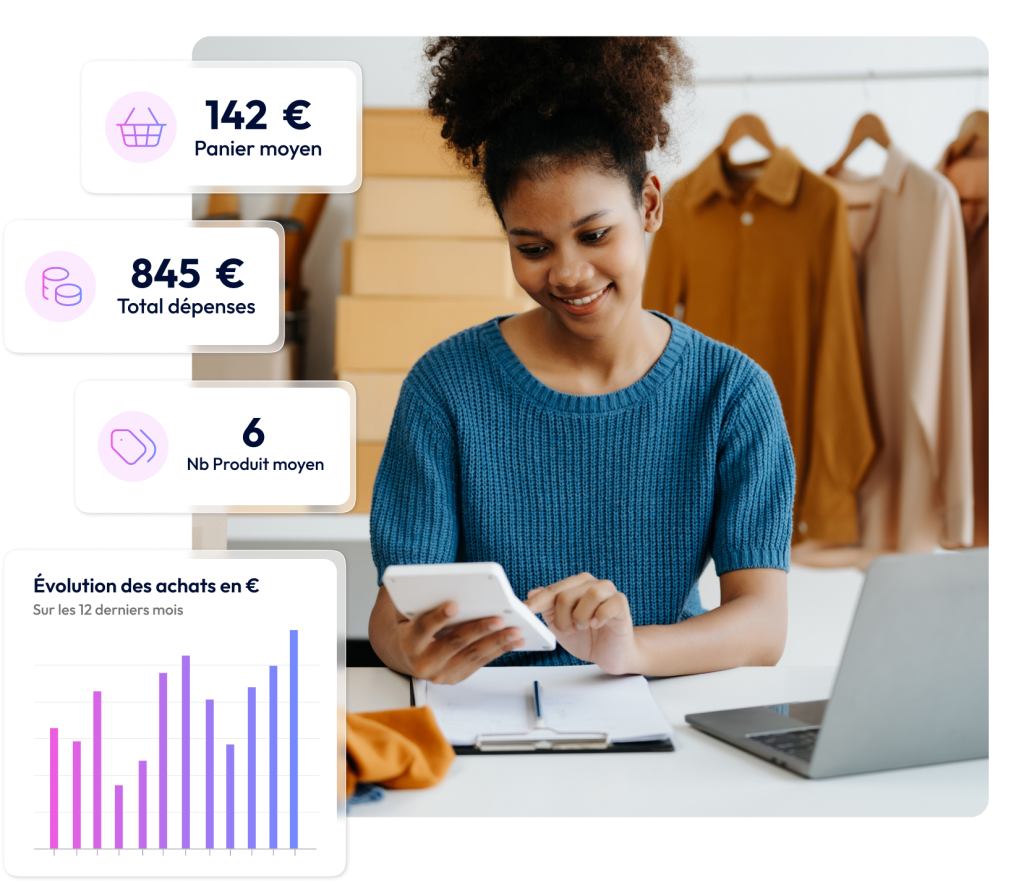 Jeune entrepreneuse utilisant Gezy pour une gestion simple et clair de son site e-commerce